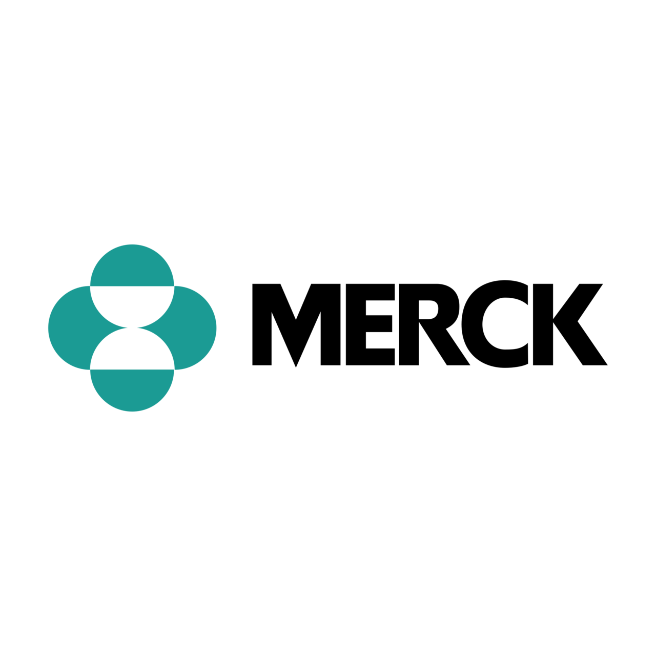 Logo for MERK - company that develops medicines and vaccines.